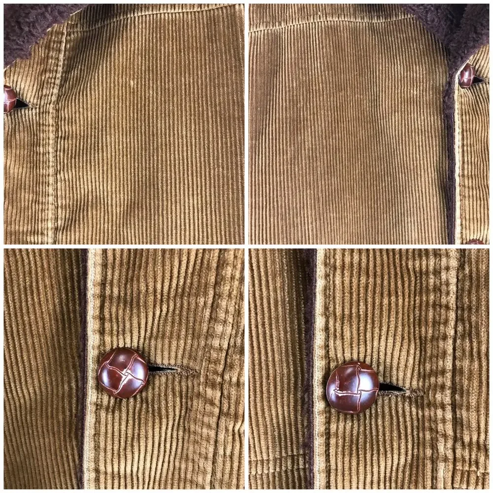 Vintage Corduroy Faux Sherpa Quilted Barn Coat Country Cabin Woodsman Jacket